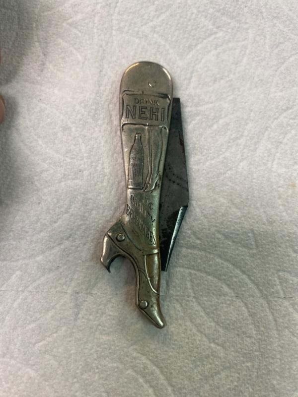 Remington UMC Nehi Advertising Knife Woman’s Leg Figural Opener – Repair Remington UMC Nehi Advertising Knife Woman’s Leg Figural Opener – Repair