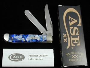 Case xx Smooth Blue Crackle Kirinite Mini Trapper Knife 50725 USA Made 2024 10207 SS