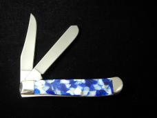 Case xx Smooth Blue Crackle Kirinite Mini Trapper Knife 50725 USA Made 2024 10207 SS