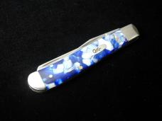 Case xx Smooth Blue Crackle Kirinite Mini Trapper Knife 50725 USA Made 2024 10207 SS