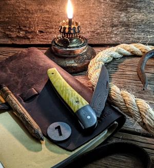 Excelsior Knife Company - SEA SERPENT - Yellow Brain Coral Handles-1-JSR Frontier Knives Exclusive