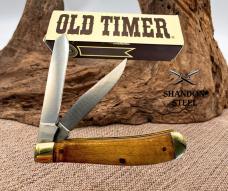 Schrade Trapper Old Timer Pocket Knife Stainless Blade Desert Iron Wood Handle