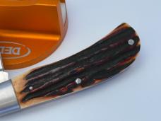 SACRED BEAR "TORY UTT" CUSTOM AMBER STAG MODIFIED TRAPPER CPM 154 KNIFE