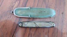 VERY RARE c. 1800's EDWARD ZINN Germany Two Blade Assisted Pull GADGET Knife w/Original Knife Purse