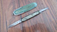VERY RARE c. 1800's EDWARD ZINN Germany Two Blade Assisted Pull GADGET Knife w/Original Knife Purse