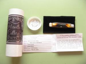   DANIELS FAMILY KNIFE BRANDS-TITUSVILLE CUTLERY-LEXINGTONIAN-AMBER STAG DAMASCUS