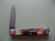   DANIELS FAMILY KNIFE BRANDS-TITUSVILLE CUTLERY-LEXINGTONIAN-AMBER STAG DAMASCUS