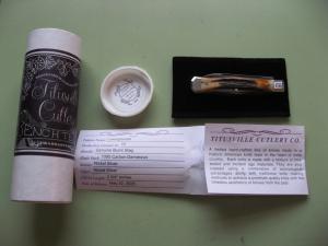   DANIELS FAMILY KNIFE BRANDS-TITUSVILLE CUTLERY-LEXINGTONIAN-BURNT STAG DAMASCUS