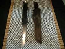 FROST MORA SWEDEN MADE RARE VINTAGE HIGH CARBON STAINLESS FISH FILET KNIFE W/SCOOP & LEATHER SHEATH