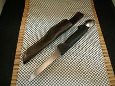 FROST MORA SWEDEN MADE RARE VINTAGE HIGH CARBON STAINLESS FISH FILET KNIFE W/SCOOP & LEATHER SHEATH