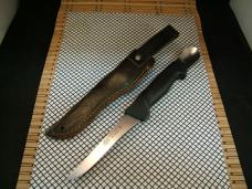 FROST MORA SWEDEN MADE RARE VINTAGE HIGH CARBON STAINLESS FISH FILET KNIFE W/SCOOP & LEATHER SHEATH