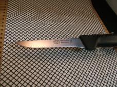 FROST MORA SWEDEN MADE RARE VINTAGE HIGH CARBON STAINLESS FISH FILET KNIFE W/SCOOP & LEATHER SHEATH