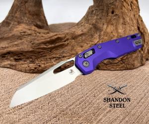 Microtech Knives USA MSI RAM LOK Purple Aluminum & Stonewash M390MK 210-10PU