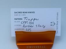 SACRED BEAR "TORY UTT" CUSTOM AMBER STAG MODIFIED TRAPPER CPM 154 KNIFE