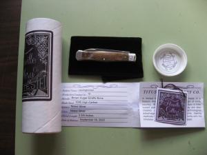   DANIELS FAMILY KNIFE BRANDS-TITUSVILLE CUTLERY-LEXINGTONIAN-BROWN SUGAR GIRAFFE BONE