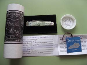   DANIELS FAMILY KNIFE BRANDS-TITUSVILLE CUTLERY-LEXINGTONIAN-DUBLIN GREEN GIRAFFE BONE