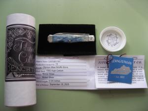   DANIELS FAMILY KNIFE BRANDS-TITUSVILLE CUTLERY-LEXINGTONIAN-OLYMPIC BLUE GIRAFFE BONE