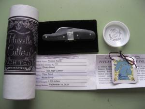   DANIELS FAMILY KNIFE BRANDS-TITUSVILLE CUTLERY-ROOSTER COMB-EBONY WOOD