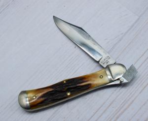 Aerial AC MFG Co Marinette, WIS Stag Lever K112 Switchblade Knife