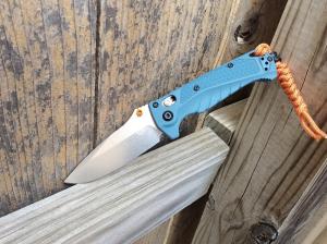 Benchmade Mini Adira Folding Knife Blue Grivory Handle MagnaCut Blade - New