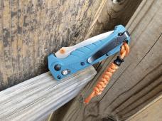 Benchmade Mini Adira Folding Knife Blue Grivory Handle MagnaCut Blade - New