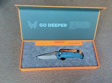 Benchmade Mini Adira Folding Knife Blue Grivory Handle MagnaCut Blade - New