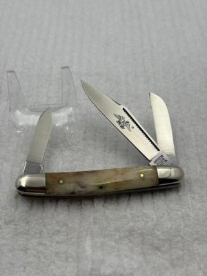 American Blades Vintage 3 Blade Stockman Appaloosa Smooth Bone Handles (90)