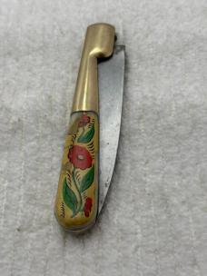 Vintage Made In France 1 Blade Pocket Knife Decorative Flowered Handle (120)