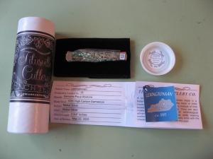  DANIELS FAMILY KNIFE BRANDS-TITUSVILLE CUTLERY-LEXINGTONIAN-PAUA ABALONE DAMASCUS