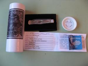   DANIELS FAMILY KNIFE BRANDS-TITUSVILLE CUTLERY-LEXINGTONIAN-BLACK LIP PEARL DAMASCUS