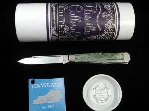 Titusville Cutlery Dublin Green Giraffe Bone Lexingtonian Coffin Jack Knife Rare 1 of 13 COA USA