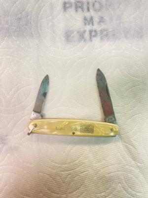Vintage Western States “Boulder Dam” Two-Blade Pocket Knife – 1930s Souvenir – Pearl Celluloid Handl