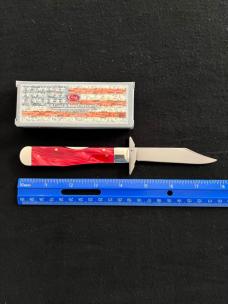 Red Peal Acrylic Case Cheetah Swing Guard Knife