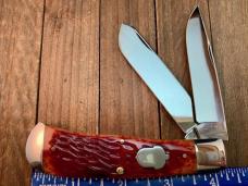 Cattaraugus Cutlery by A.G. Russell Folding Hunter Red Jigged Bone 1997