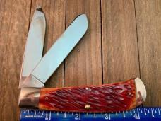 Cattaraugus Cutlery by A.G. Russell Folding Hunter Red Jigged Bone 1997