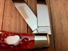 Cattaraugus Cutlery by A.G. Russell Folding Hunter Red Jigged Bone 1997