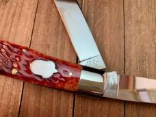 Cattaraugus Cutlery by A.G. Russell Folding Hunter Red Jigged Bone 1997