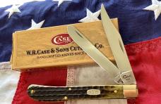 1996 Case xx Slimline Trapper Knife Mdl# 62048 SS, Green Bone Handles -NOS