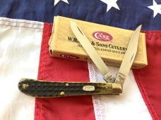 1996 Case xx Slimline Trapper Knife Mdl# 62048 SS, Green Bone Handles -NOS