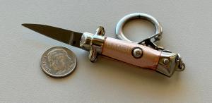 Bambi Miniature Switchblade Knife Pink Handle Made By Farfalli In Italy Unused