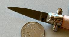 Bambi Miniature Switchblade Knife, Pink Handle, Made By Farfalli In Italy, Unused