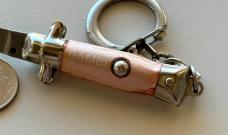 Bambi Miniature Switchblade Knife, Pink Handle, Made By Farfalli In Italy, Unused