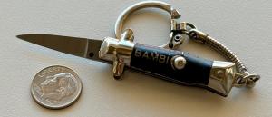 Bambi Mini Keychain Switchblade Knife Black Handle Made By Farfalli In Italy Unused