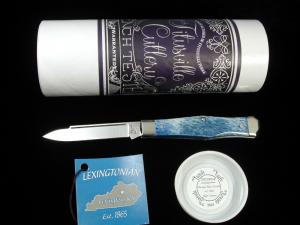 Titusville Cutlery Olympic Blue Giraffe Bone Lexingtonian Coffin Jack Knife Rare 1 of 13 COA USA