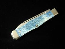 Titusville Cutlery Olympic Blue Giraffe Bone Lexingtonian Coffin Jack Knife Rare 1 of 13 COA USA