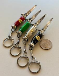 4 Mini Keychain Switchblade Knives, Fishtail Style From China, Unused