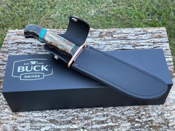 BUCK LEROY REMER CUSTOM 124 ** CHOLLA CACTUS ONYX/GOLD WEB TRIM FIXED BLADE BUCK LEROY REMER CUSTOM 124 ** CHOLLA CACTUS ONYX/GOLD WEB TRIM FIXED BLADE