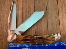 Wendell Carson Folding Hunter Amber Worm Groove Bone 