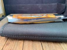 Wendell Carson Folding Hunter Amber Worm Groove Bone 