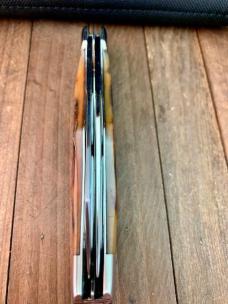 Wendell Carson Folding Hunter Amber Worm Groove Bone 